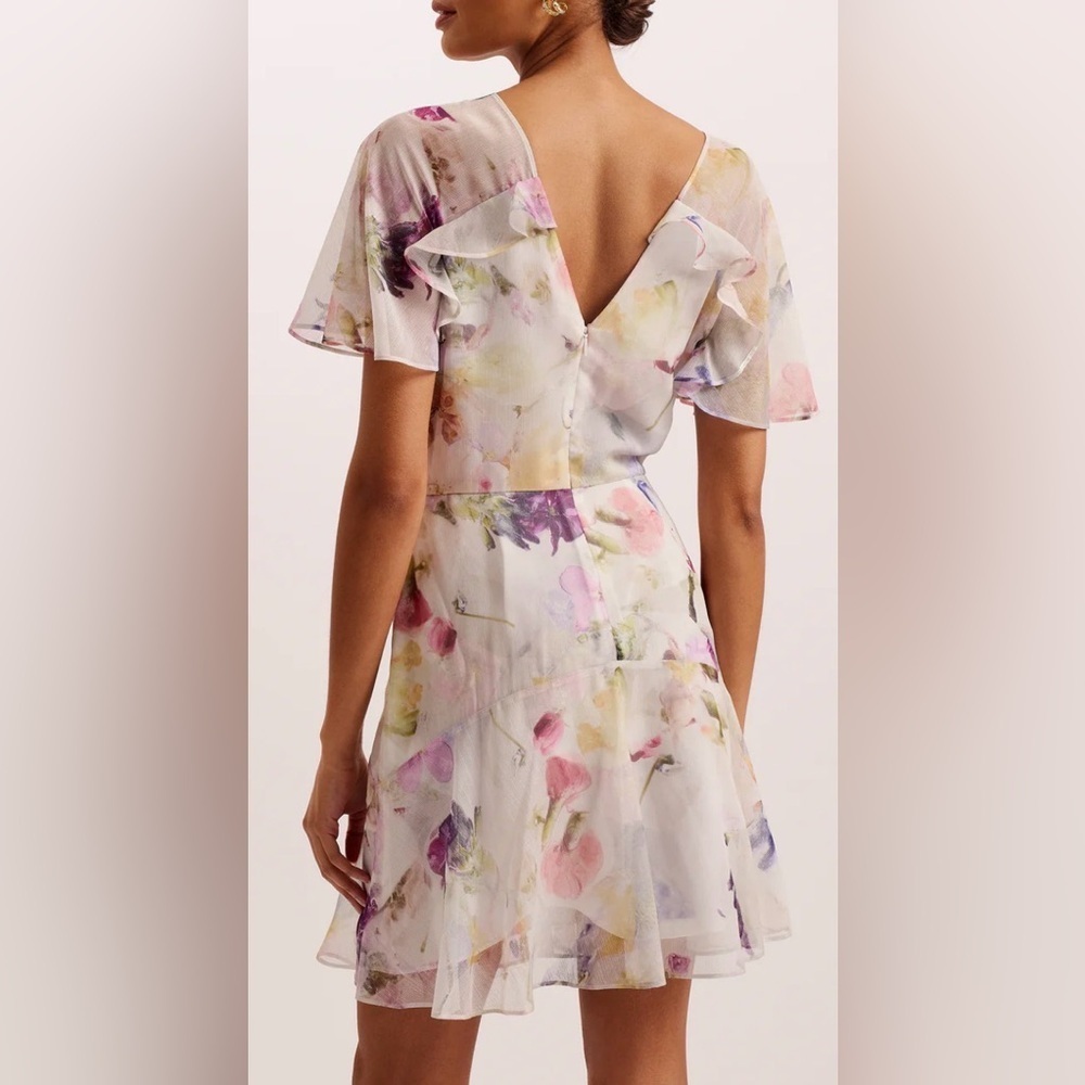 NEW Ted Baker Angel Sleeve Fit and Flare Mini Dress sz TB 2 US 4 - Picture 2 of 11